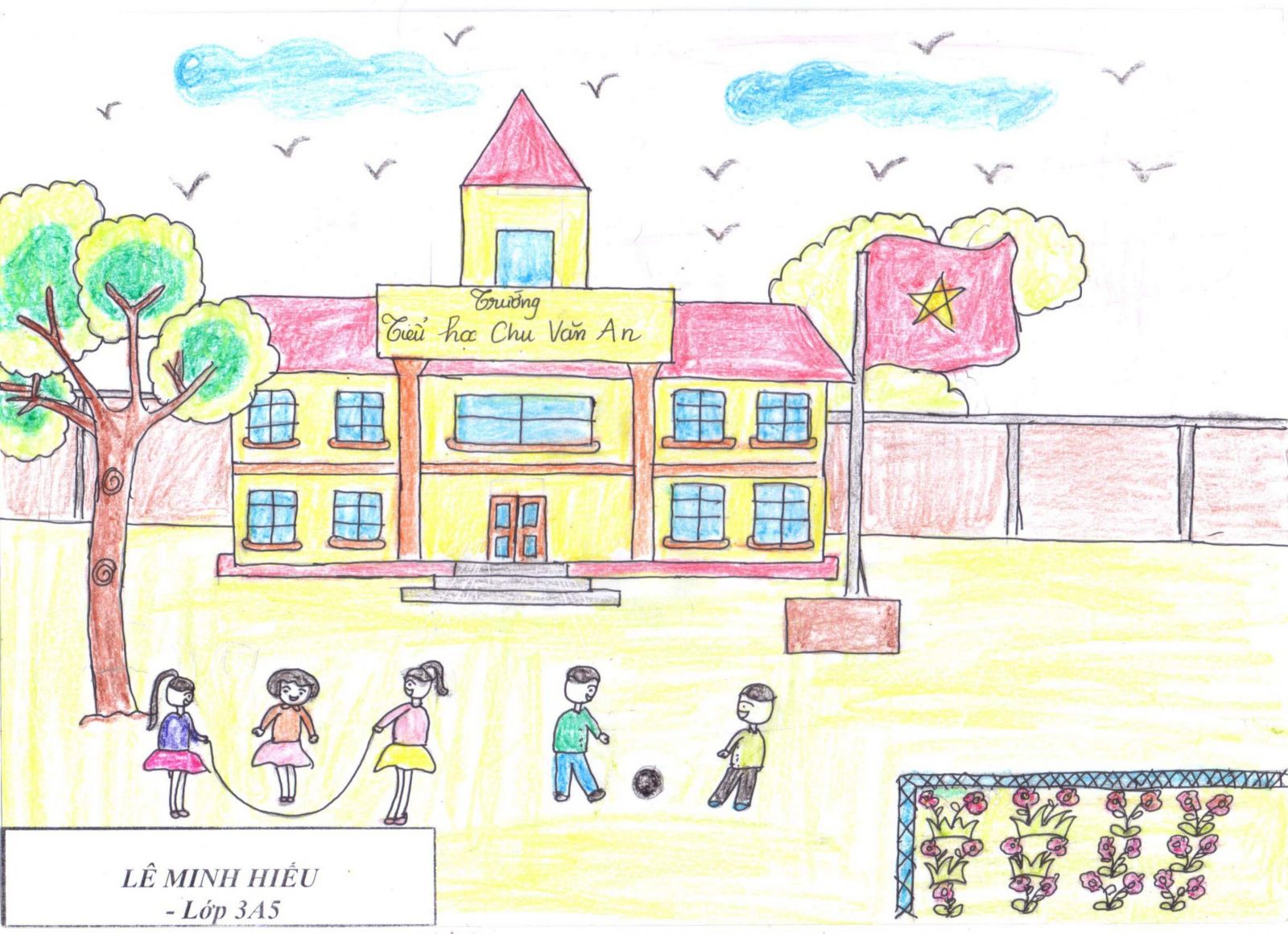 Tranh vẽ trường tiểu học cực đẹp trong 2023  Chủ đề Tranh Trường tiểu học