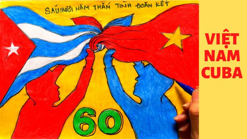 Vẽ tranh tình hữu nghị Việt Nam và Cuba bền chặt