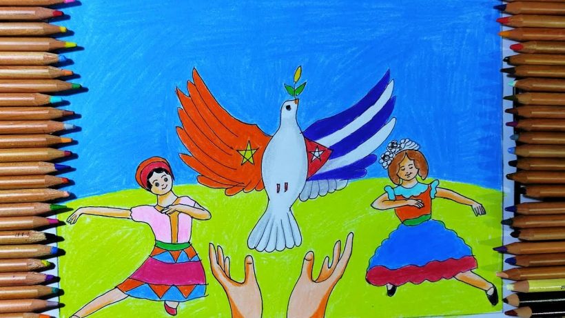 Vẽ tranh tình hữu nghị Việt Nam và Cuba hòa bình