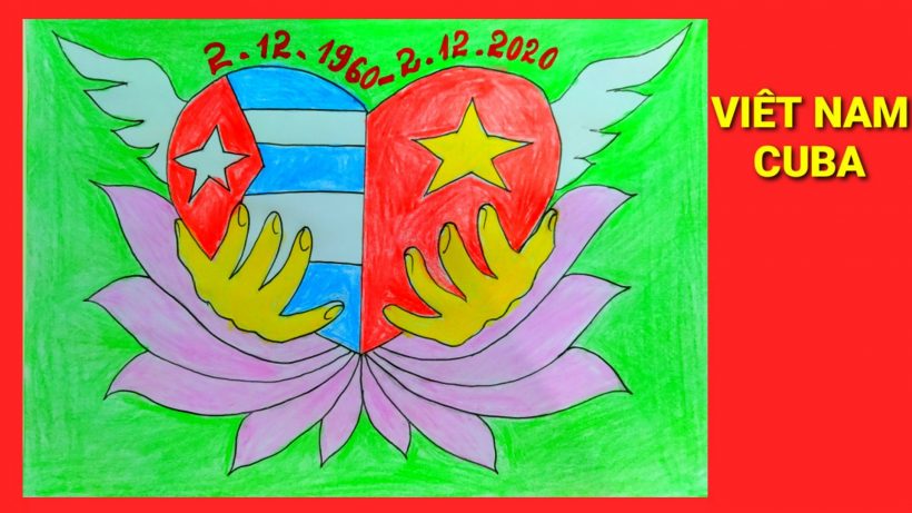 Vẽ tranh tình hữu nghị Việt Nam và Cuba luôn trong trái tim nhau