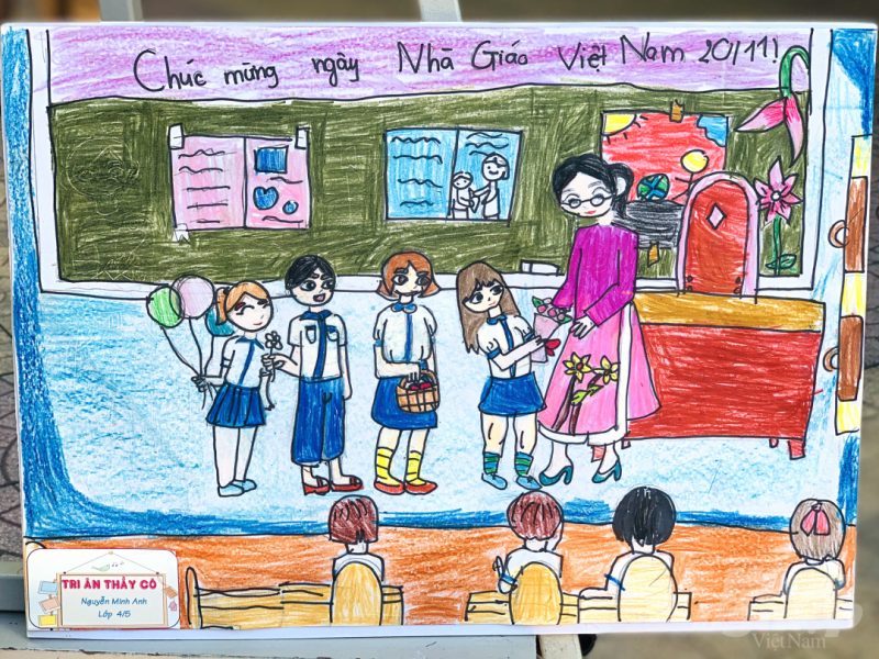 Về tranh về nhà giáo Việt Nam tri ân thầy cô