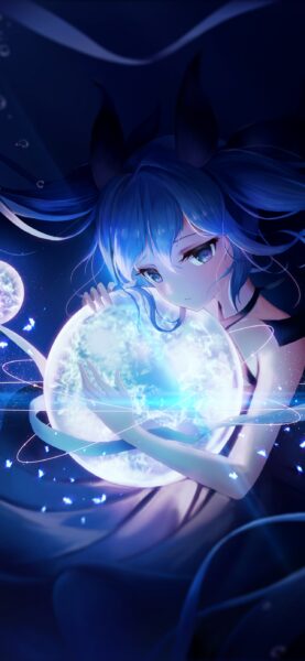 hình nền điện thoại anime girl ôm quả cầu